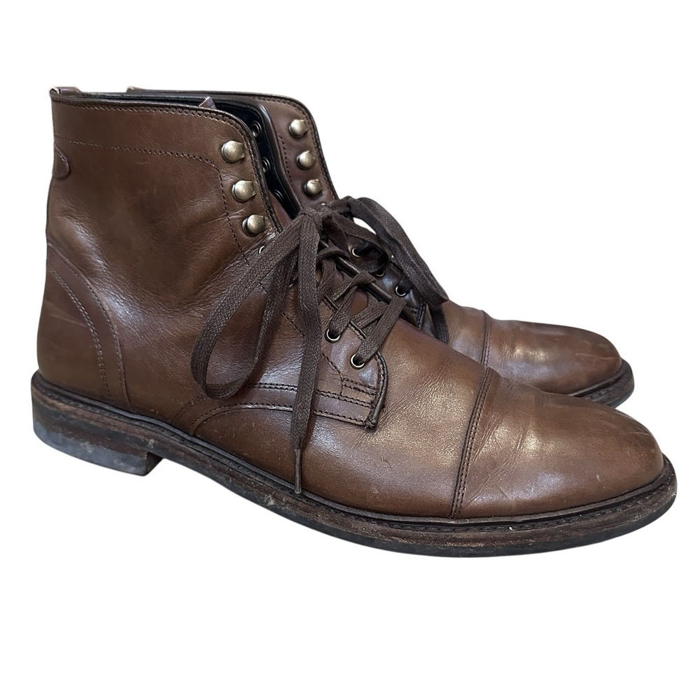 Allen Edmonds LANDON Leather Cap-Toe Lace Up Boots Mens 11.5 Brown Discontinued